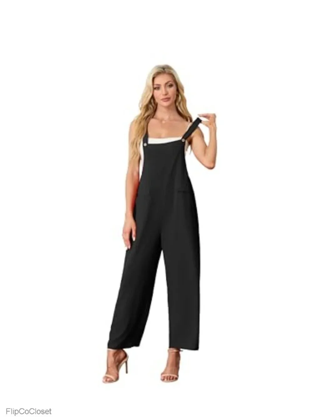 Boho Wide Leg Jumpsuit Sleeveless with Pockets 100% Polyester